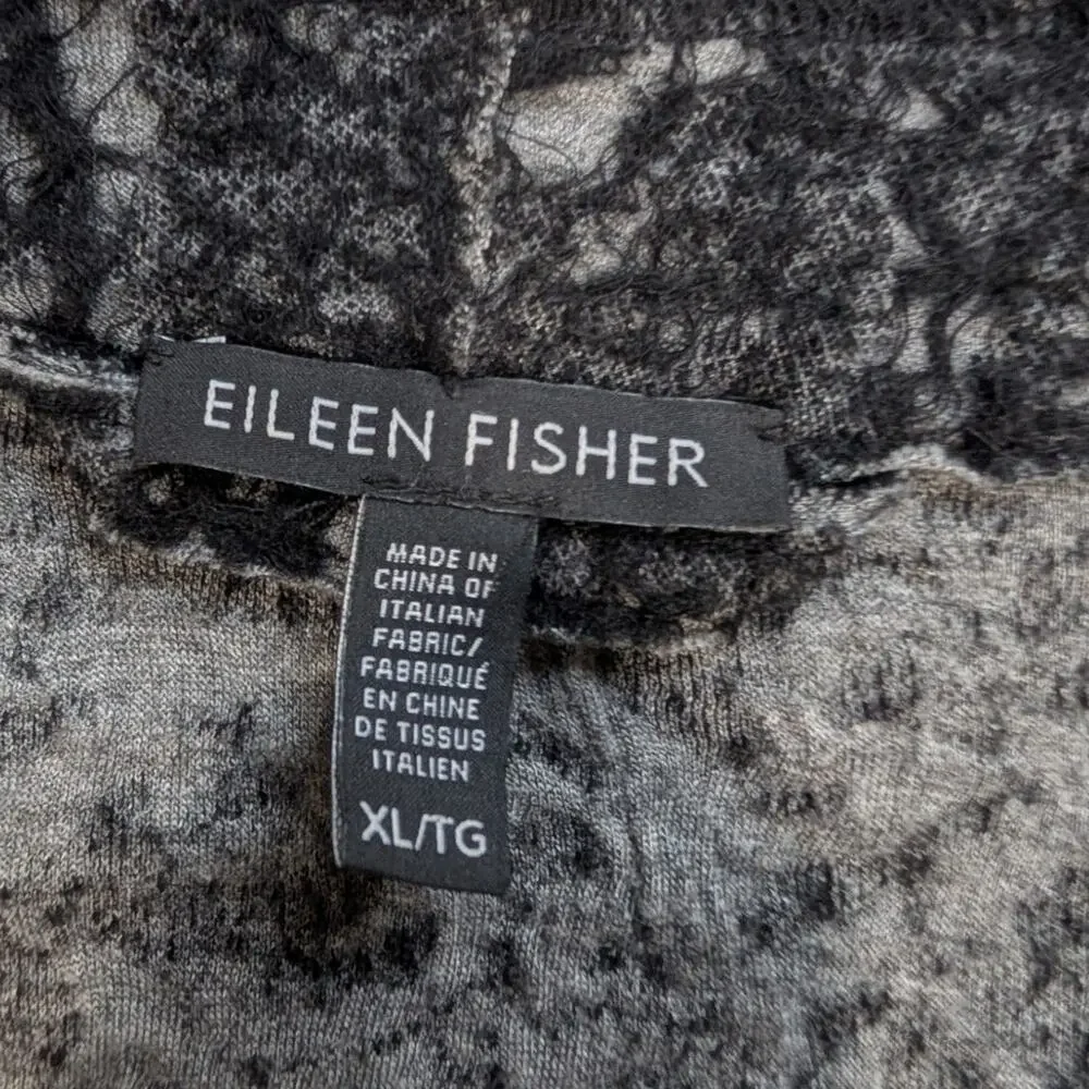 Eileen Fisher‎ Sweater Womens XL Gray Open Wrap Cardigan Waterfall Draping